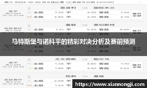 马特斯堡与诺科平的精彩对决分析及赛前预测